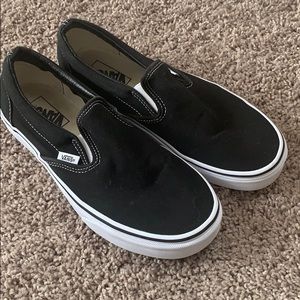 Women’s 9 vans black slip on. Nearly new